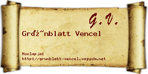 Grünblatt Vencel névjegykártya